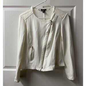 Caruse jacket Womens size Cream Full Metal Zip Long Sleeved Front Zip Pocket